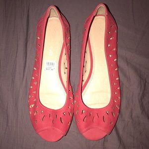 American Eagle Peep Toe Flats - Dark Peach Color